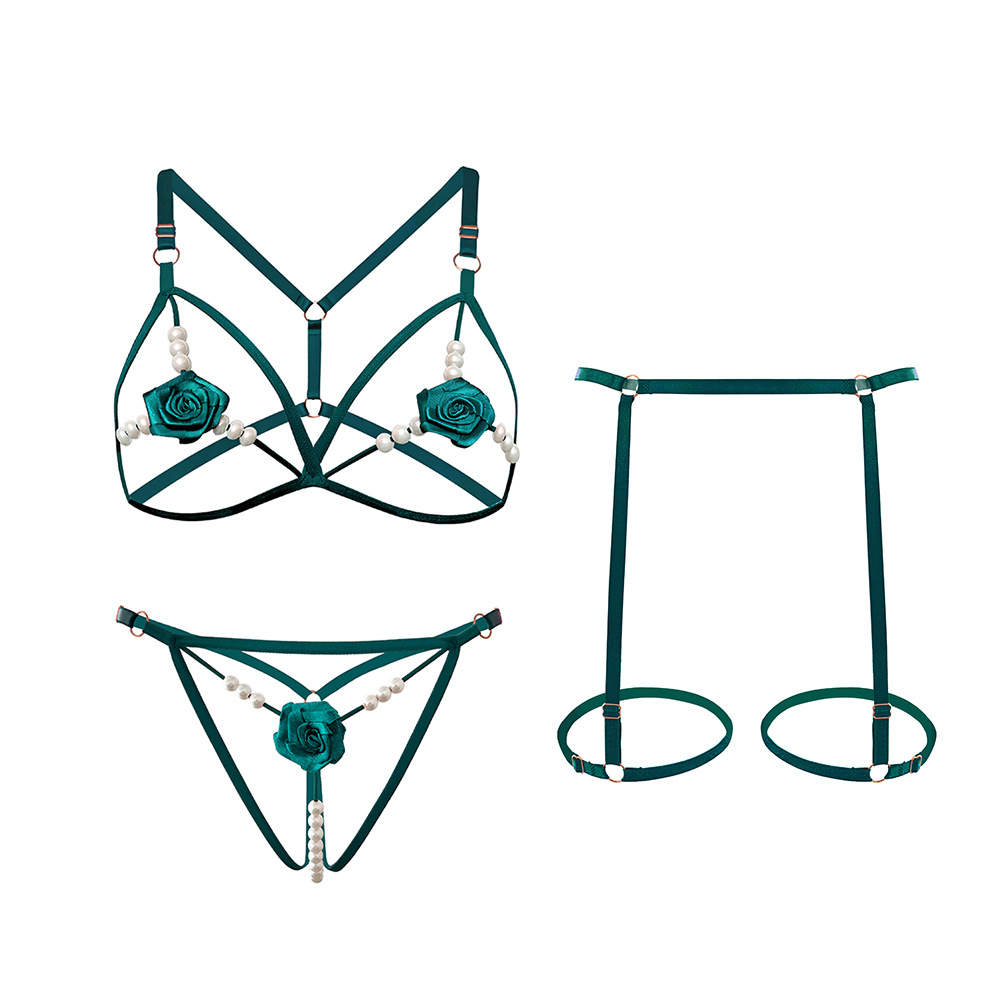 Bralette Triangle Set - 3 adet/takım inci gül seksi sutyen