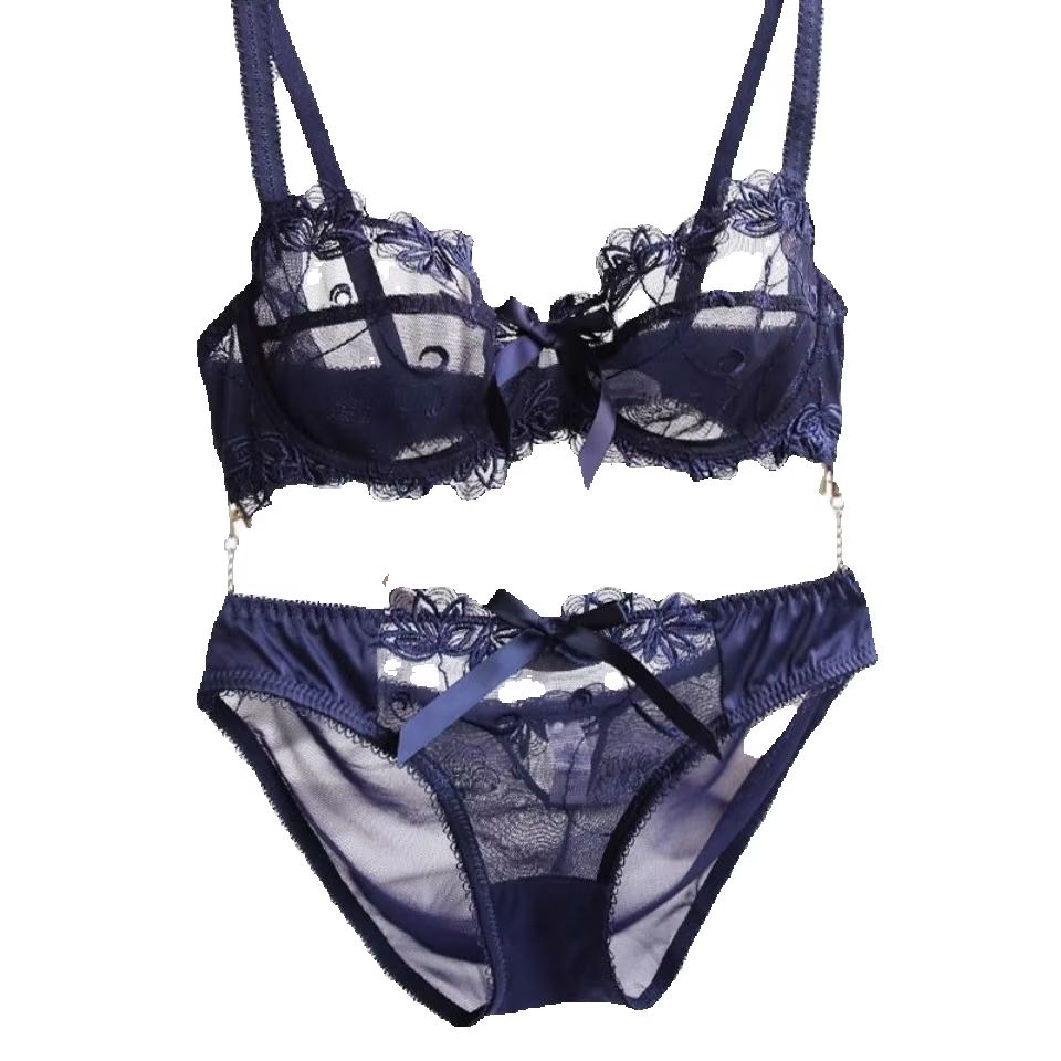 Bralette Triangle Set - Kadın sutyen ve külot fransız nakış