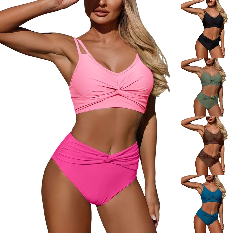 Swimsuit Bikini Ruched - Kadınlar Yüksek Belli Bikini Seksi Push