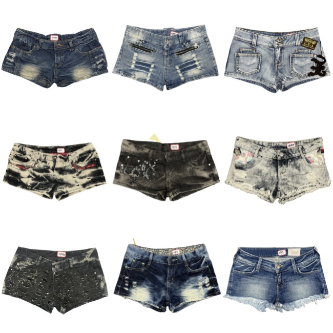 Shorts Denim Frayed - Düşük Bel Kot Sıcak Pantolon Millennium