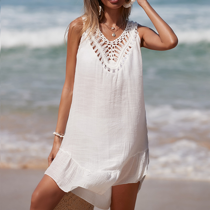 Kadın V Yaka Backless Kısa Elb - Cover Up Kaftan incelemesi ve fiyatı