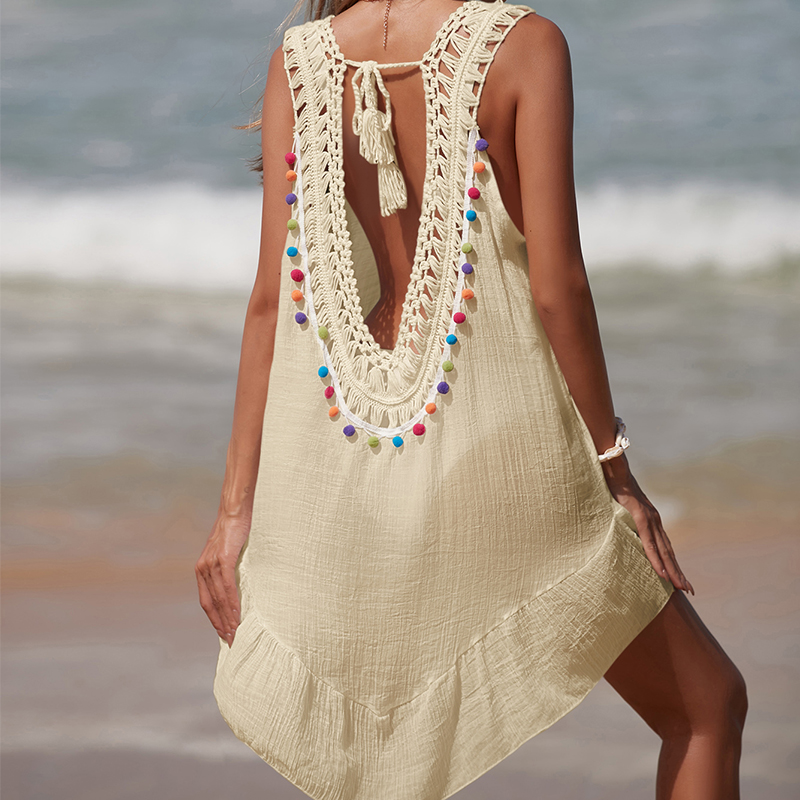 Kadın V Yaka Backless Kısa Elb - Cover Up Kaftan incelemesi ve fiyatı