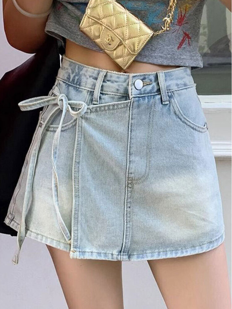 Kadın Yüksek Bel Kot Etek Şort - Shorts Denim Frayed incelemesi ve fiyatı