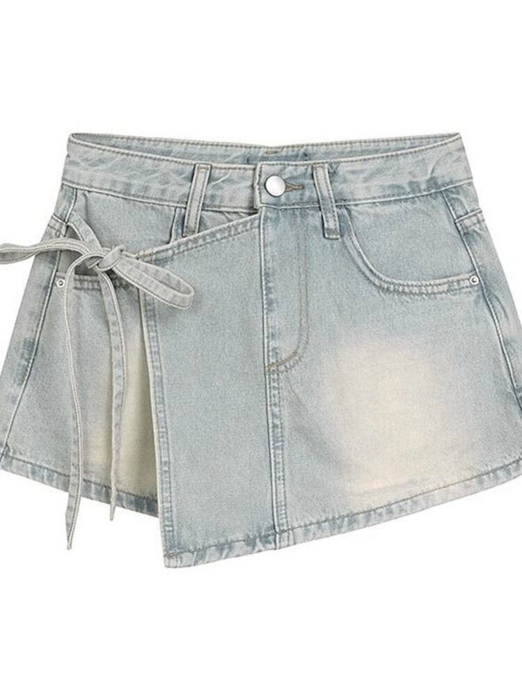 Kadın Yüksek Bel Kot Etek Şort - Shorts Denim Frayed incelemesi ve fiyatı