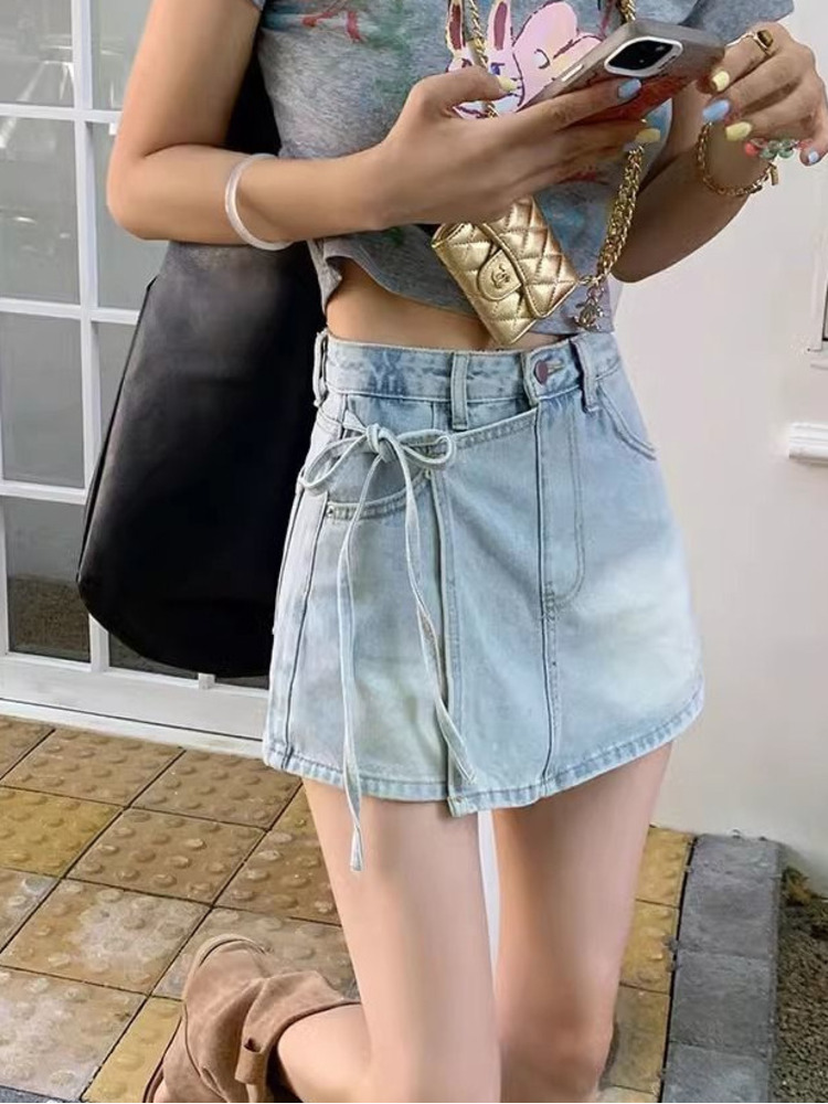 Kadın Yüksek Bel Kot Etek Şort - Shorts Denim Frayed incelemesi ve fiyatı