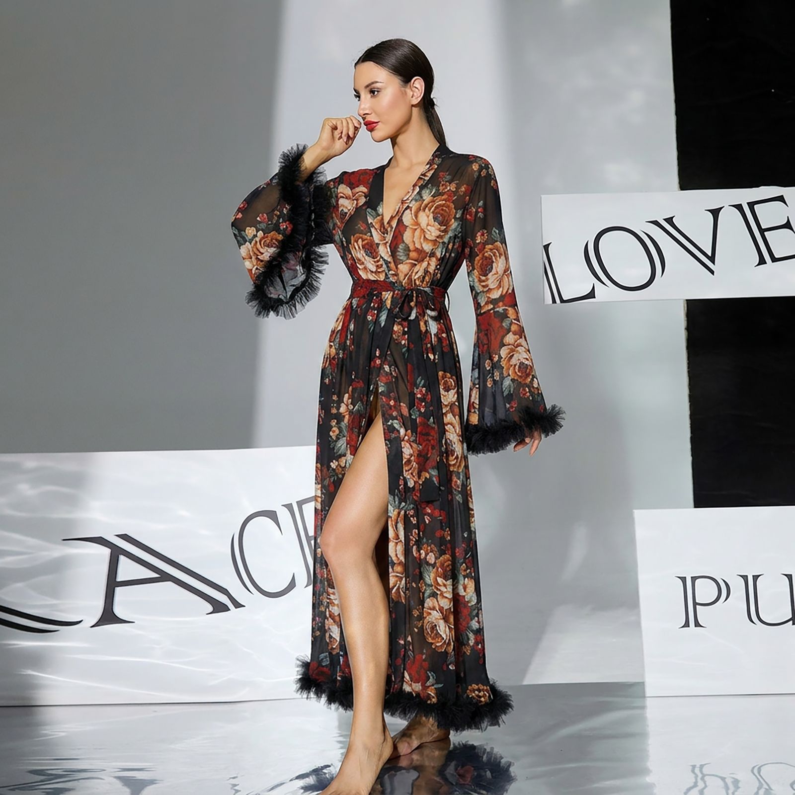Yazlık Şeffaf Baskılı File Bor - Kimono Sheer Floral incelemesi ve fiyatı