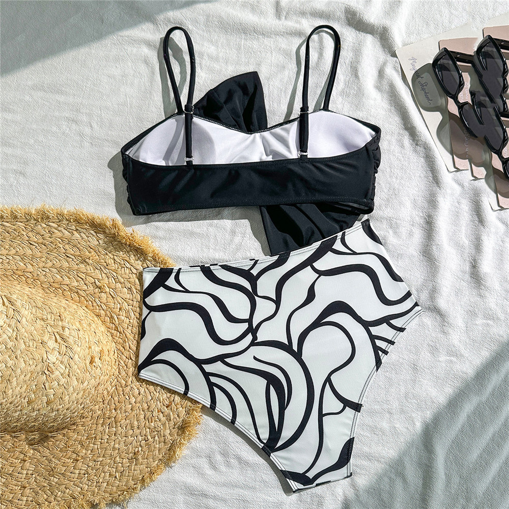 Seksi Siyah Önü Büyük Fiyonklu - Swimsuit Bikini Ruched incelemesi ve fiyatı