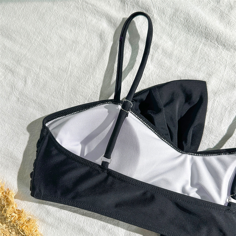 Seksi Siyah Önü Büyük Fiyonklu - Swimsuit Bikini Ruched incelemesi ve fiyatı