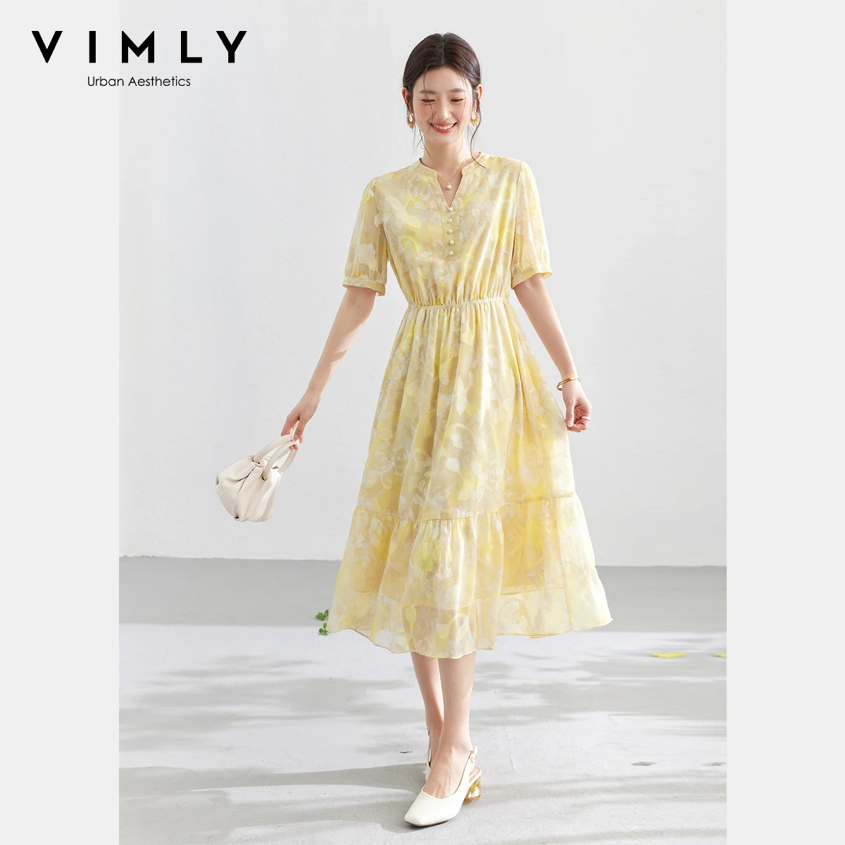 VIMLY kadın Sarı Çiçekli Midi  - Midi Skirt Floral incelemesi ve fiyatı