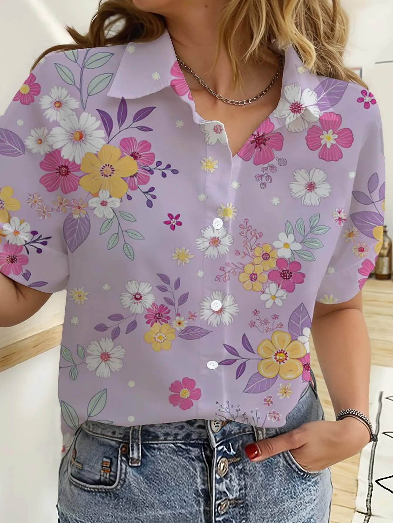 Hawaii Bayan Gömlek Kısa Kollu - Romper Floral Print incelemesi ve fiyatı