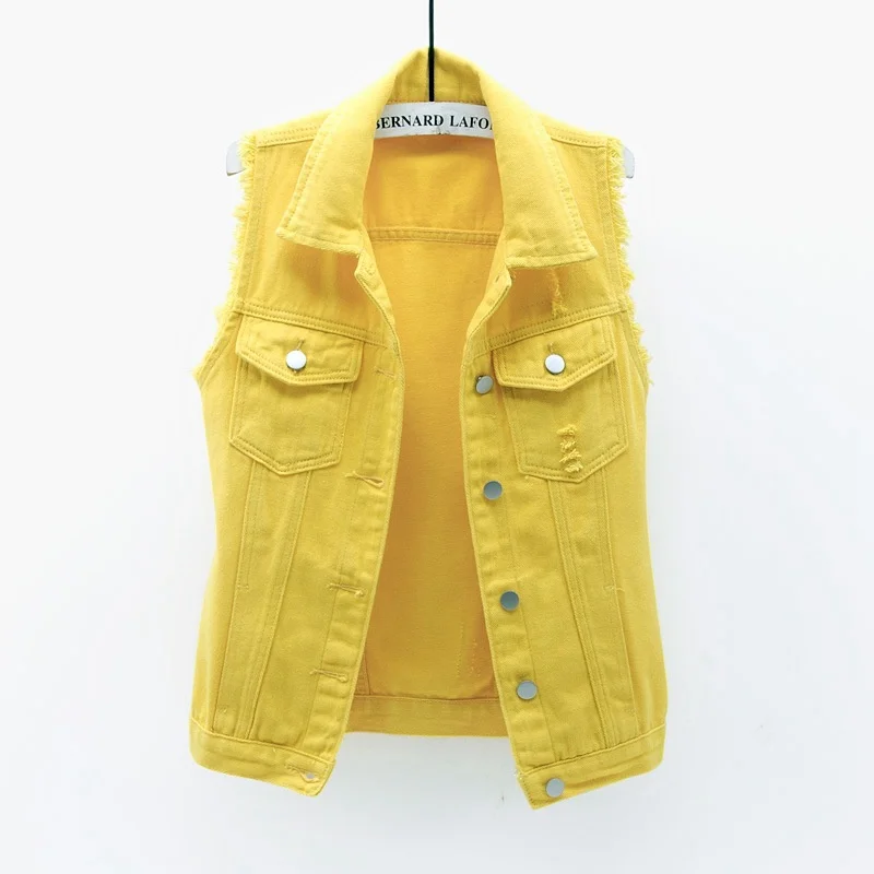 Çok renkli kot yelek Ceket Kad - Shorts Denim Frayed incelemesi ve fiyatı