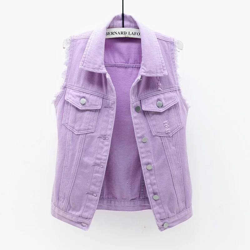 Çok renkli kot yelek Ceket Kad - Shorts Denim Frayed incelemesi ve fiyatı